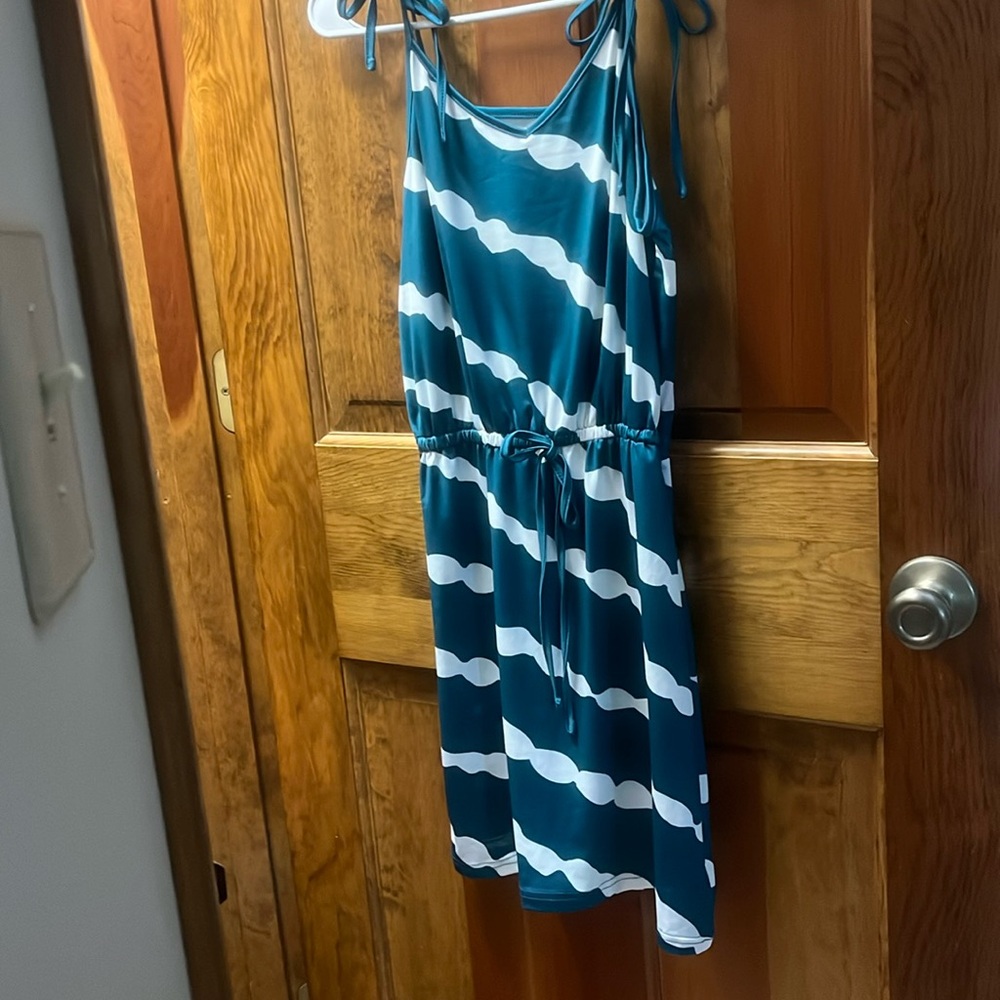 Green & white dress